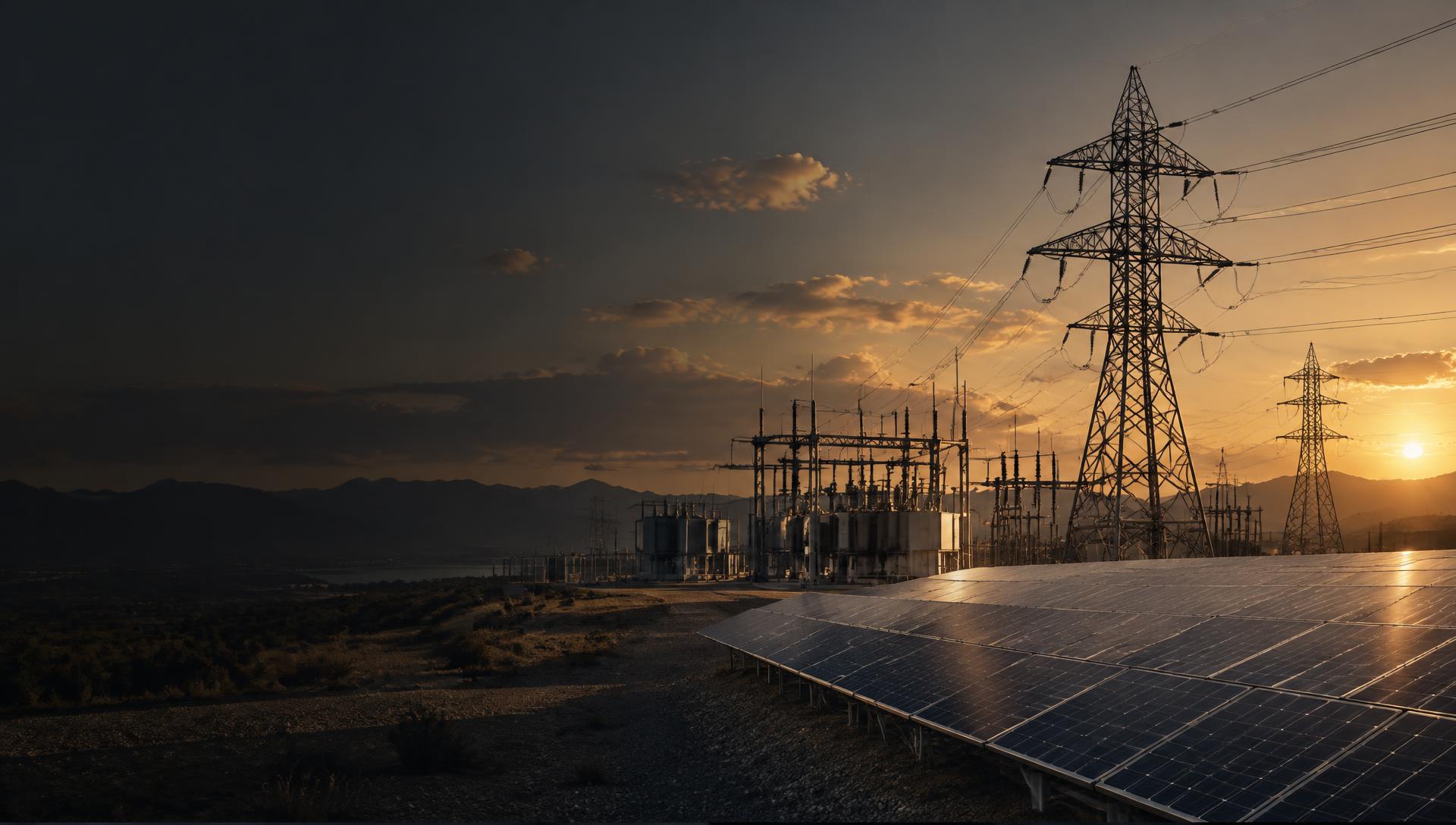 Elektrik altyapısı ve güneş enerjisi sistemlerini birlikte gösteren temsili mühendislik görseli